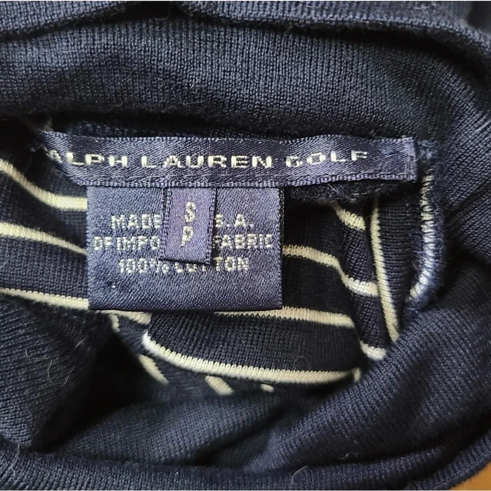 Ralph Lauren Golf Sleeveless Turtleneck Navy White Striped Knit Top Size SP - Picture 4 of 4